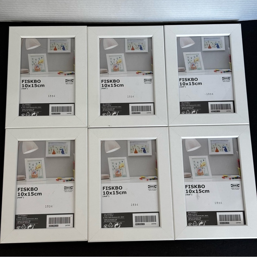 6 IKEA FISKBO 4x6 in Matte WHITE Picture Frame Wide Edge Portrait or Landscape